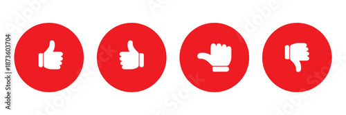 Four oval icons showing thumbs up thumbs down and stop hand symbols