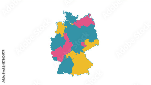 germany map with colorful regions