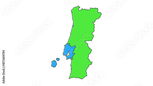 portugal map, country shape