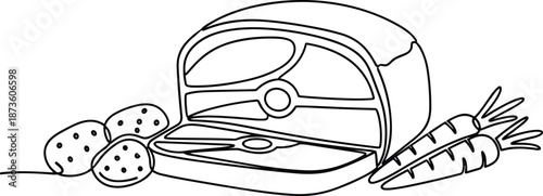 St Patricks Day Corned Beef and Cabbage Illustration, Silhouette, vector, line art