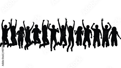 Dancing people silhouette representing party celebration club music festival and energetic joyful crowd