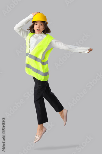 Shocked female construction...