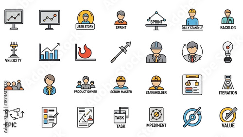 Collection of Business and Management Icons.