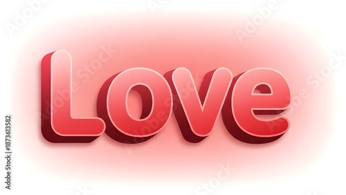 Red 3D text 'Love' on a pink gradient background