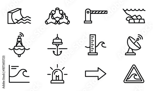 Wave breaker protection structure in ocean water illustration concept and protection concrete blocks