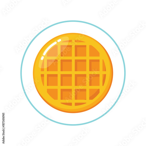 Delicious Waffle: A single, golden-brown waffle, perfectly cooked, rests on a simple white plate, embodying breakfast pleasure.