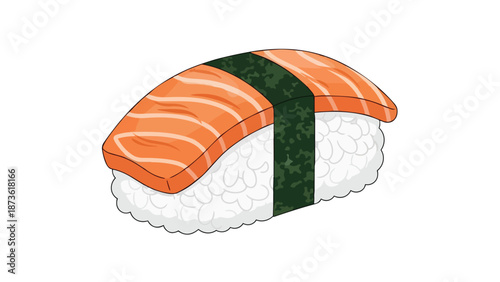 Vibrant salmon nigiri sushi illustration embodying the timeless elegance of Japanese culinary tradition fresh fish and seasoned rice for enticing