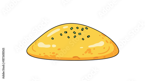 A vibrant vector illustration portraying a smooth, golden yellow omelette, elegantly garnished with finely chopped green chives, embodying a simple