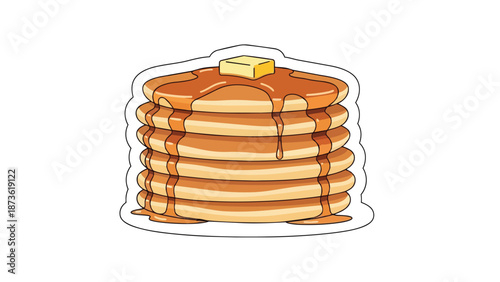 Delicious stack of golden pancakes with maple syrup and melting butter