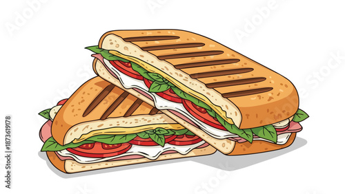 Delicious grilled panini sandwiches filled with fresh ingredients perfect for a quick satisfying mealtime snack or lunch option an appealing