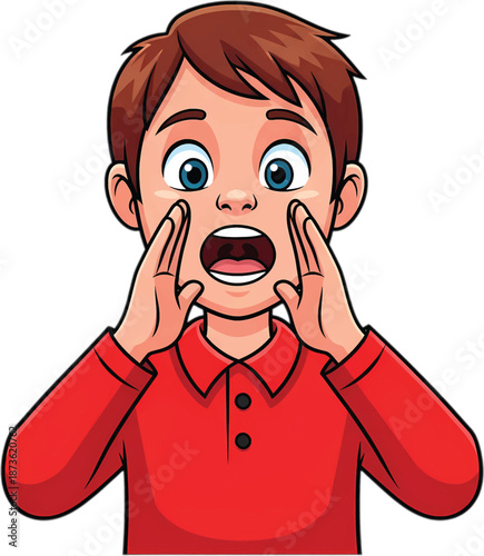 Surprised Cartoon Boy with Open Mouth.