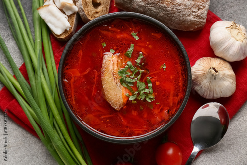 Traditional red borscht sou...