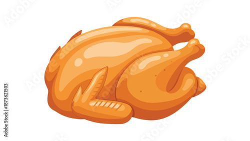 Delicious Golden Roasted Chicken Illustration for Culinary Themes and Festive Dining Presentations
