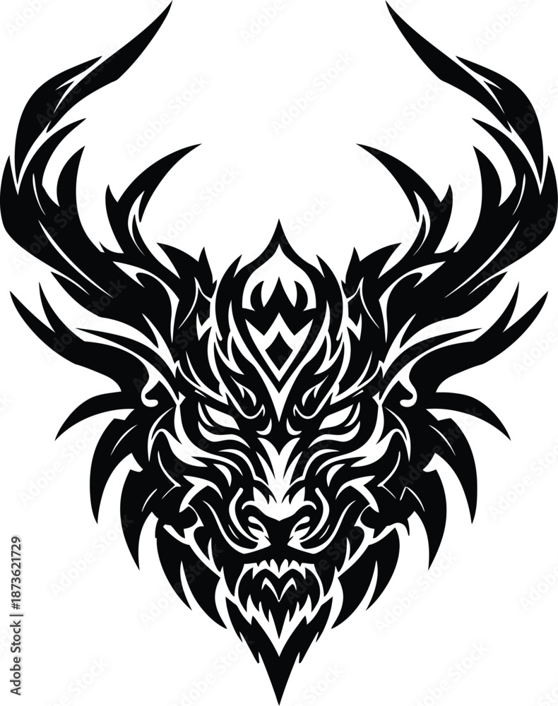 Fototapeta premium Tribal Dragon Head Illustration Design.