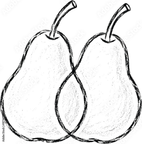 Two Hand Drawn Pears Illustration.