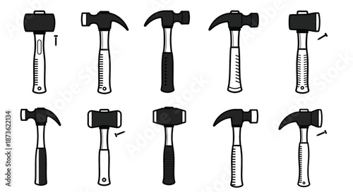 Various Hammers with Different Head Types.