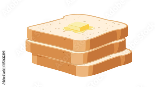 Delicious stacked breakfast toast with a golden pat of melting butter perfect for a morning meal and delightful culinary experience illustration