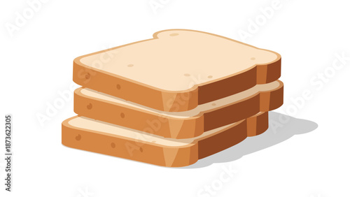 Neatly stacked plain white bread slices, ready for breakfast toast or sandwich creation, offering simple carbohydrate nutrition Bakery staple vector