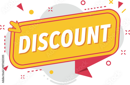 Yellow Discount Label with Ribbon Tag.