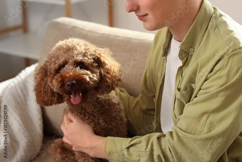 Young man with cute Toy Poo...