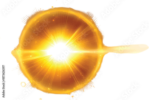 Transparent background, light effect, light lens flare with yellow color vector illustration