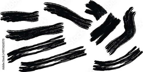 Black brush strokes on white background