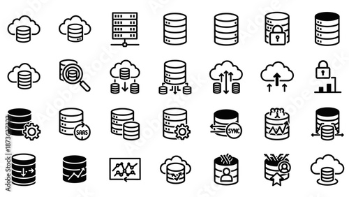 Collection of Database and Storage Icons.