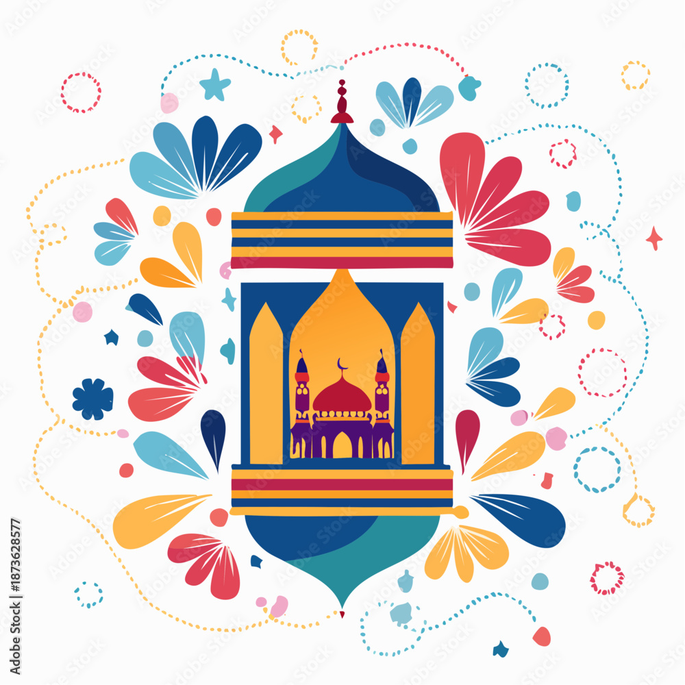 Fototapeta premium Islamic Lantern Mosque Decoration Eid Mubarak Ramadan.