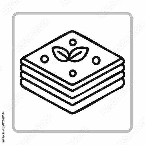 Minimalist Baklava Icon: A simple vector illustration of traditional pastry delight