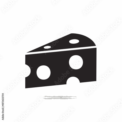 Minimalist cheese wedge illustration with holes against a white background simplicity