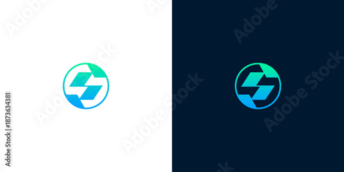 Modern abstract circle logo design with gradient blue and green colors, representing technology and innovation