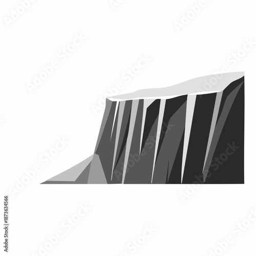 Minimalist Cliff Illustration with Snowcapped Peak and Stalactite Formations Vector