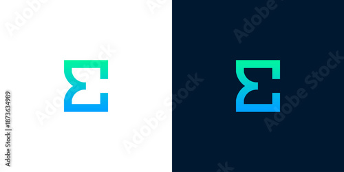 Abstract geometric letterform identity featuring a vibrant blue-green gradient, conveying innovation and digital connectivity across various platforms