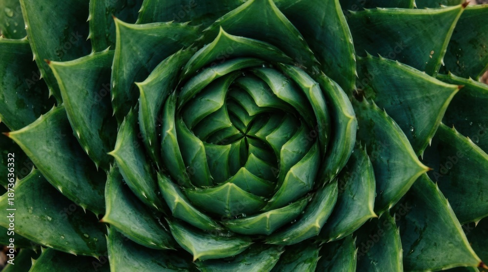 Obraz premium Close-Up View of Green Succulent Plant with Spiral Petals and Texture