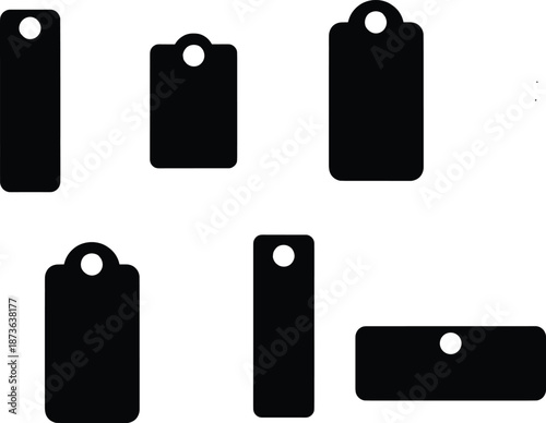 Blank Tag Label Silhouette Vector Set Isolated on White Background for Price Tags, Branding, Product Labels and Mockup Design
