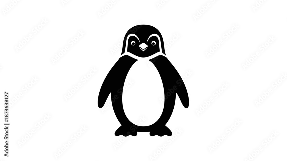 Fototapeta premium Stylized minimalist penguin illustration on a clean white backdrop creating a modern touch