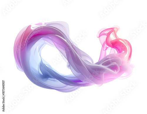 Flowing, translucent ribbon of color, swirling against a black background