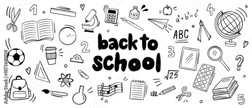 back to school doodle illustration – education and learning vector collection