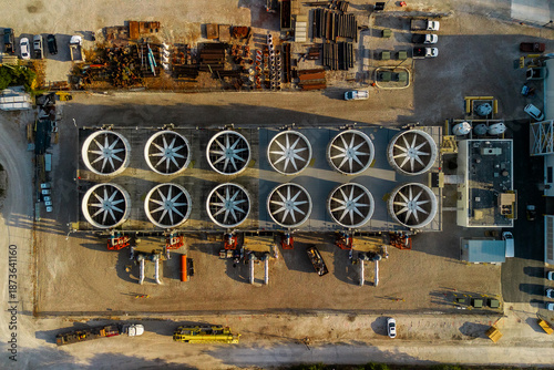 Fans on the ceiling of an industrial building