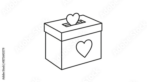 A heart shaped ballot being inserted into a heart decorated box for voting