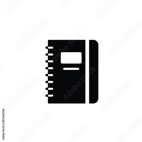 Black Notepad with Ring Binding and Elastic Band on Transparent Background