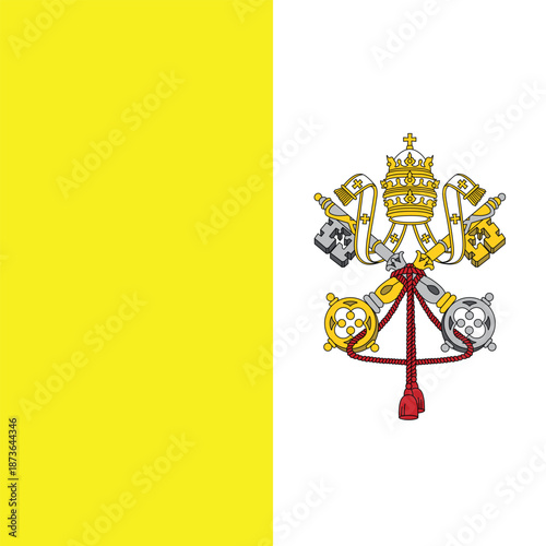 national flag of the Vatican City State, featuring its coat of arms. 