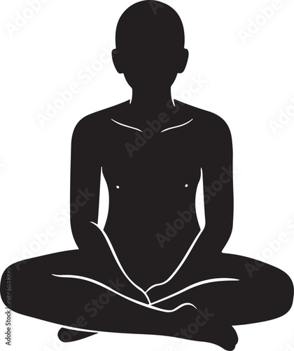 Black silhouette of a person meditating in lotus position