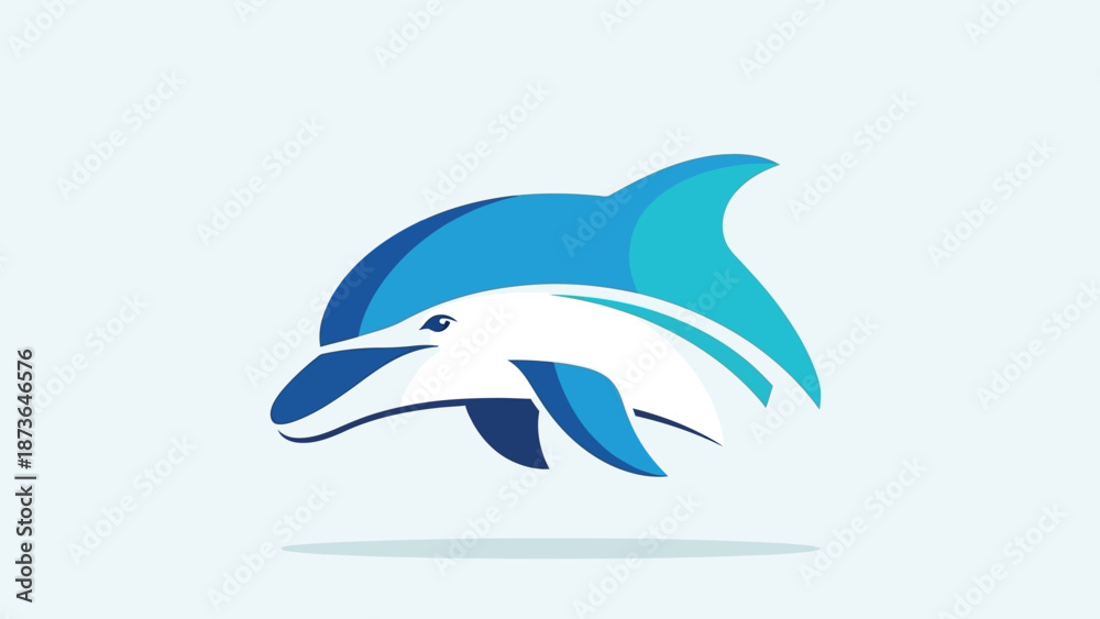 Fototapeta premium Stylized Dolphin Illustration - Marine Life and Ocean Symbol