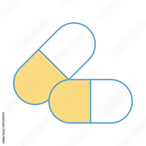 Two medicine capsules representing antibiotic or supplement dosage