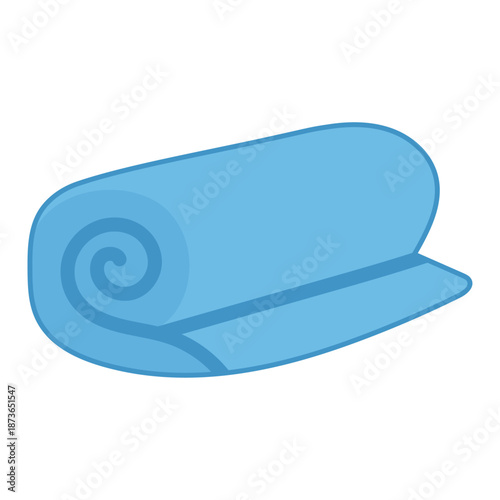 A rolled blue exercise mat for yoga, and floor stretching workouts