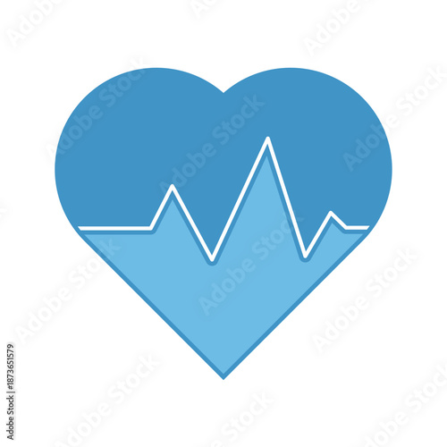 Heart symbol with heartbeat line in light blue. Suitable for medical designs, healthcare promotions, lovethemed projects, and wellness graphics.