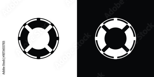 Isolated Lifebuoy Icon with Transparent Background in Black and White Design Style