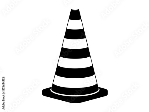 Black and white striped traffic cone