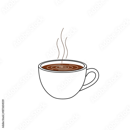 Steaming Coffee Cup Icon - Hot Beverage Line Art